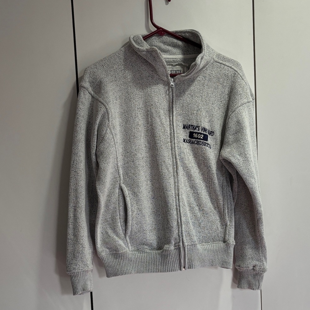 Heather Gray Womens Varsity Jacket Martha's Vineyard XS casual fit collar light